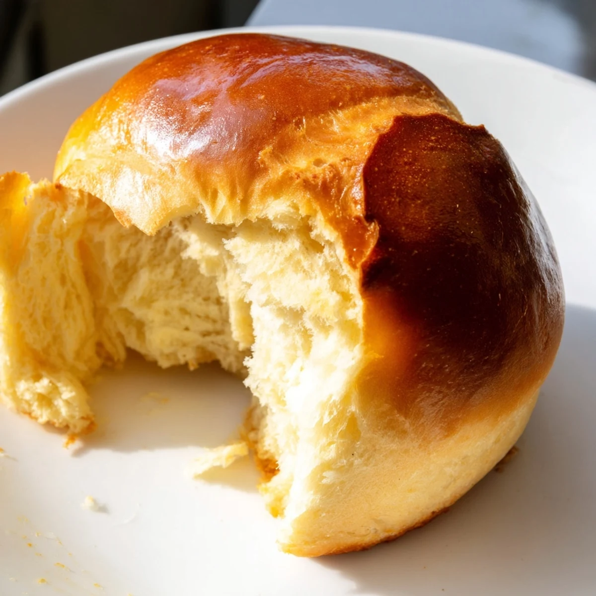 Golden brown buttery bliss brioche rolls arranged in a baking pan with glossy egg-washed tops