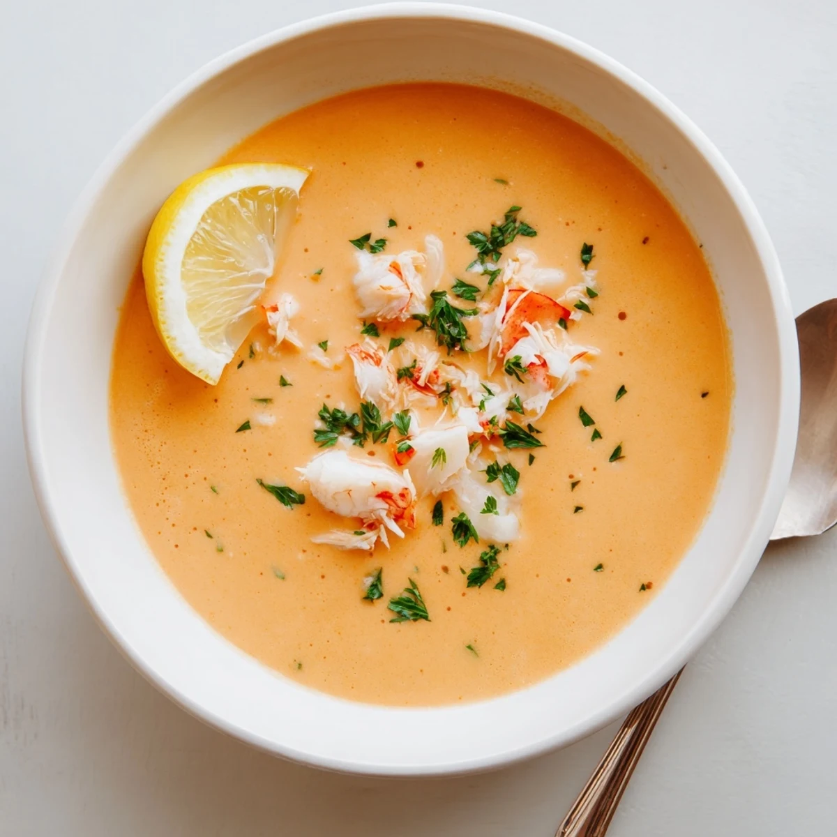 Golden creamy crab and shrimp bisque swirled with cream and tender seafood.