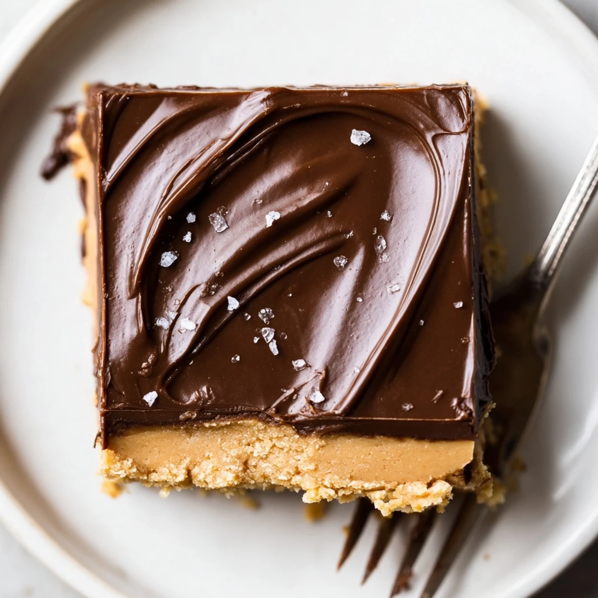 No Bake Peanut Butter Bars cut into squares, creamy center and fudgy chocolate  