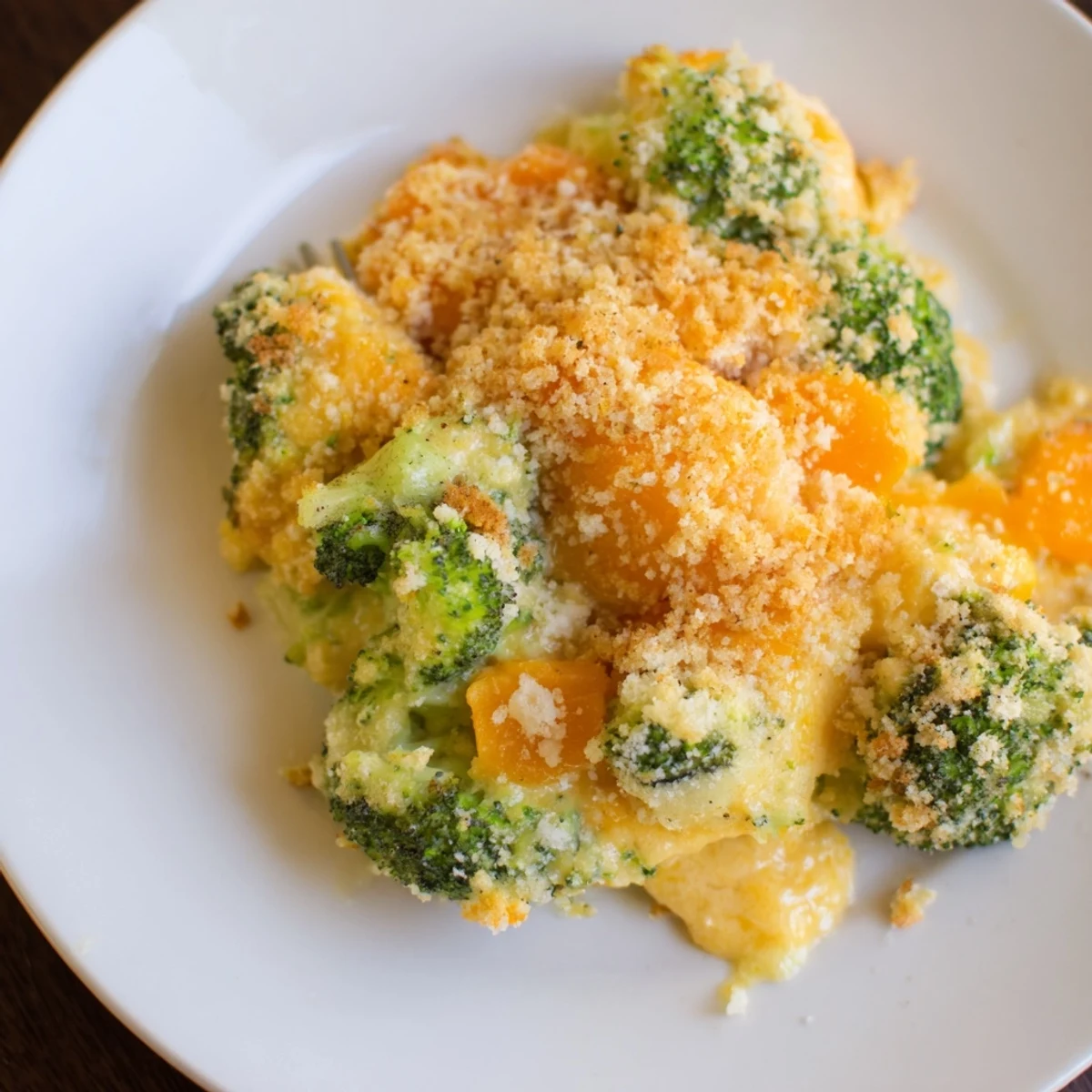 Cheese Bake Broccoli Carrots bubbling golden, tender florets with crusty panko topping