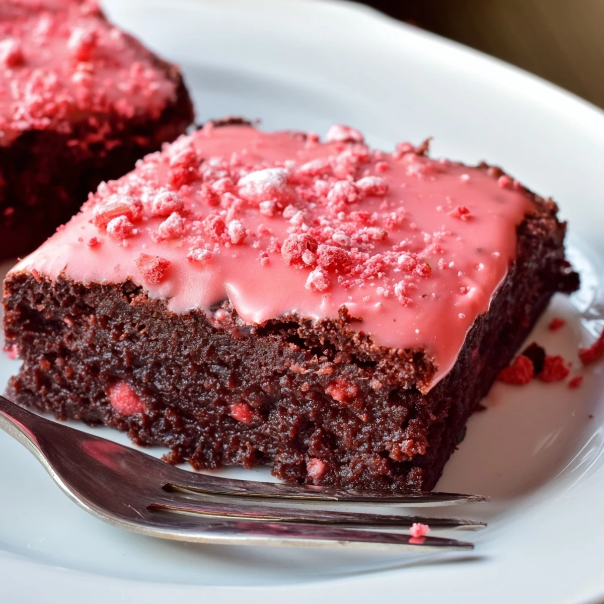 Homestyle Strawberry Brownies Recipe with glossy glaze and sweet fresh strawberry aroma.