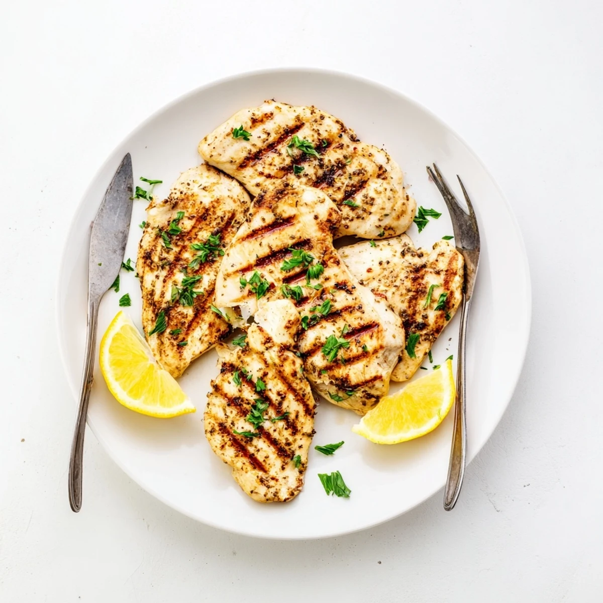 Marinated grilled chicken recipe featuring lemon garlic herbs and perfect grill lines for dinner