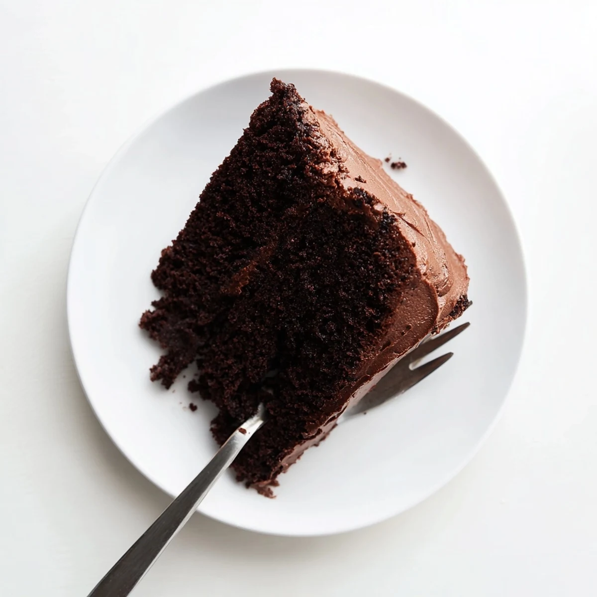 Homemade chocolate cake with mayonnaise featuring a tender dark crumb texture