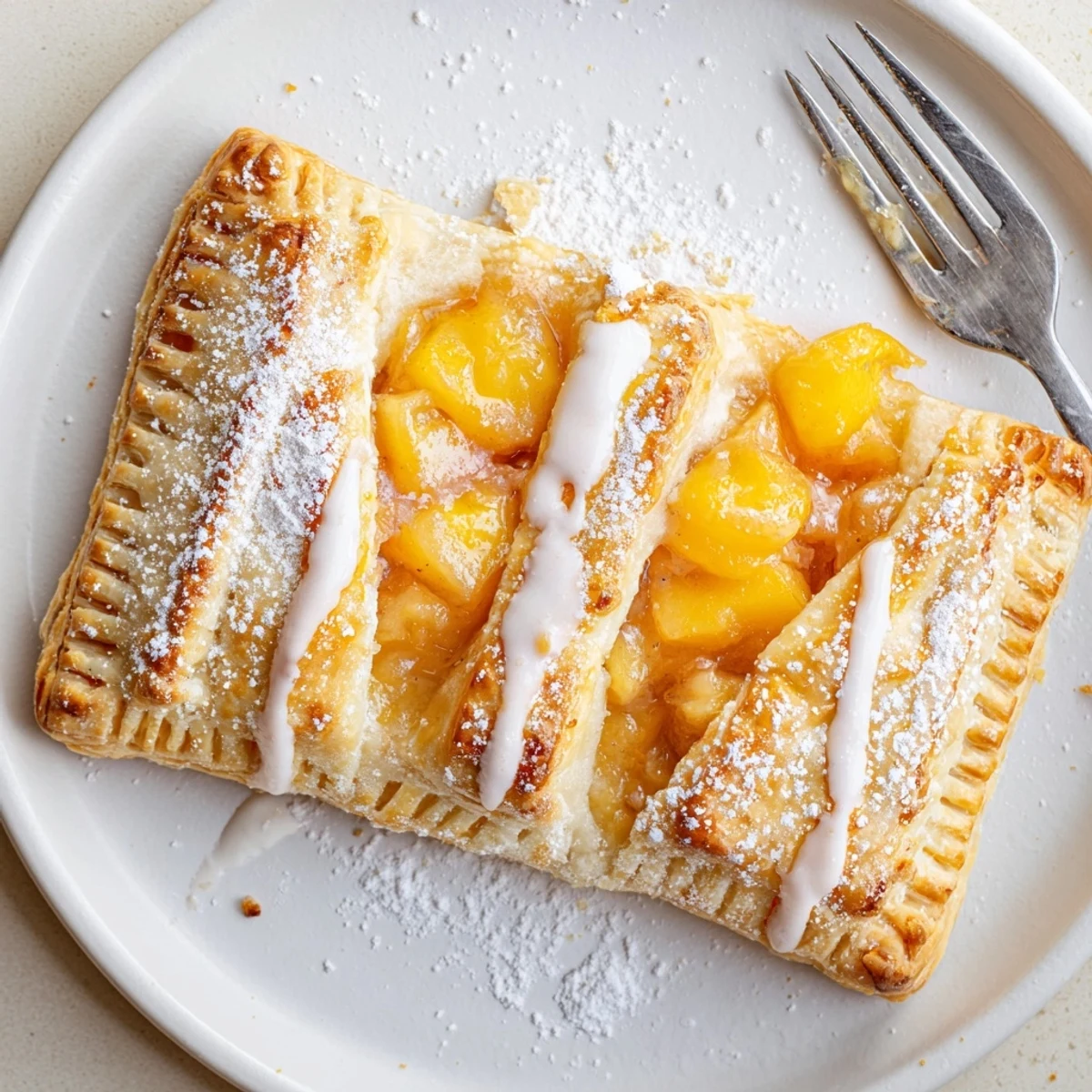 Freshly glazed Peach Pop Tarts Classic on wire rack, golden flaky crust  