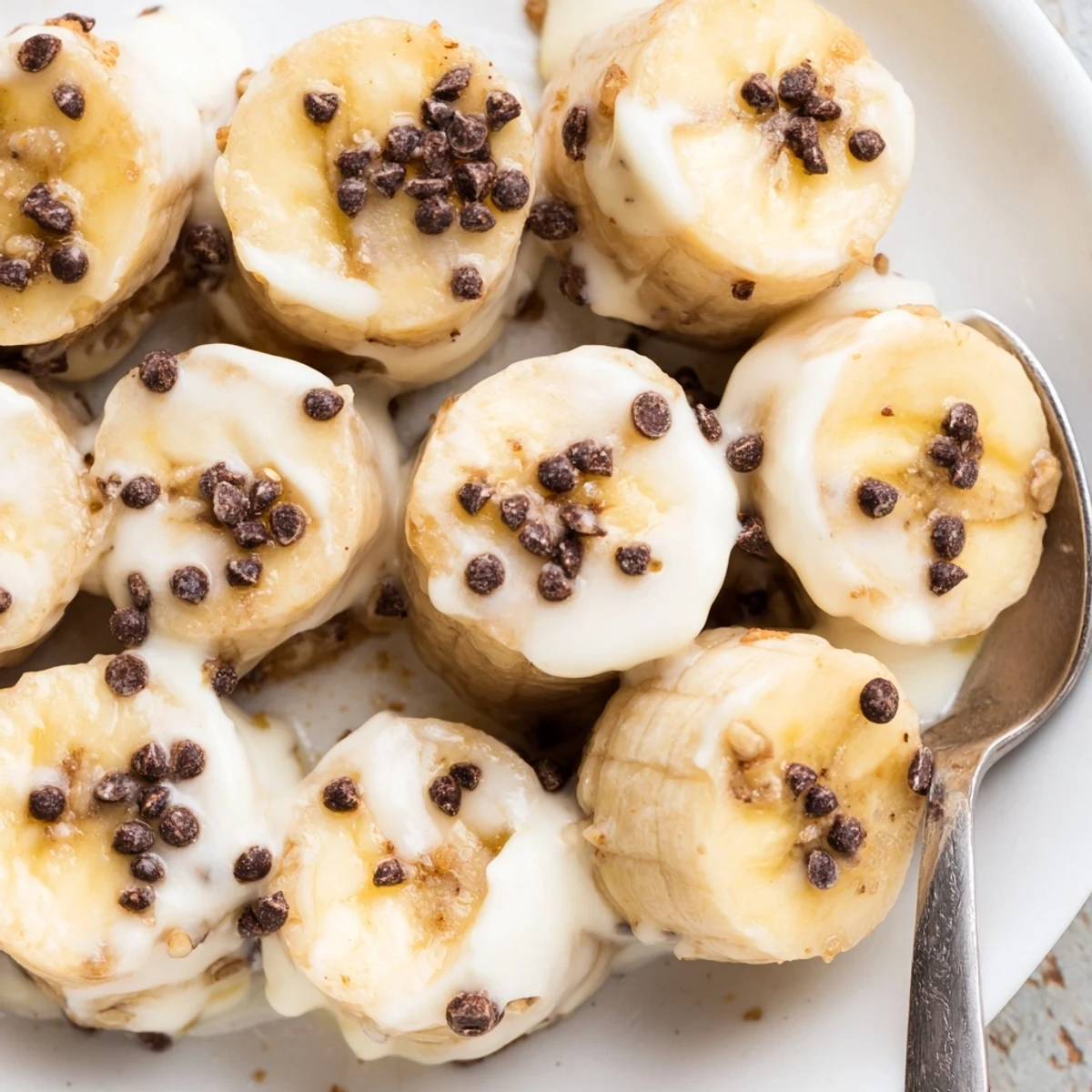 Light and creamy Frozen Banana Yogurt Bites, chilled snacks perfect for summer treats