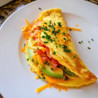 Creamy Avocado Cheese Omelette